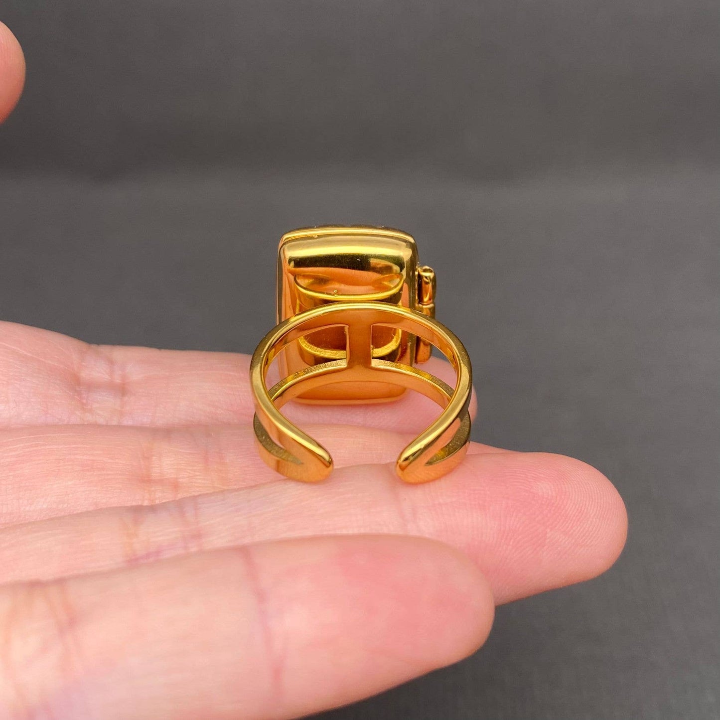Adjustable Lucky Clover Locket Ring