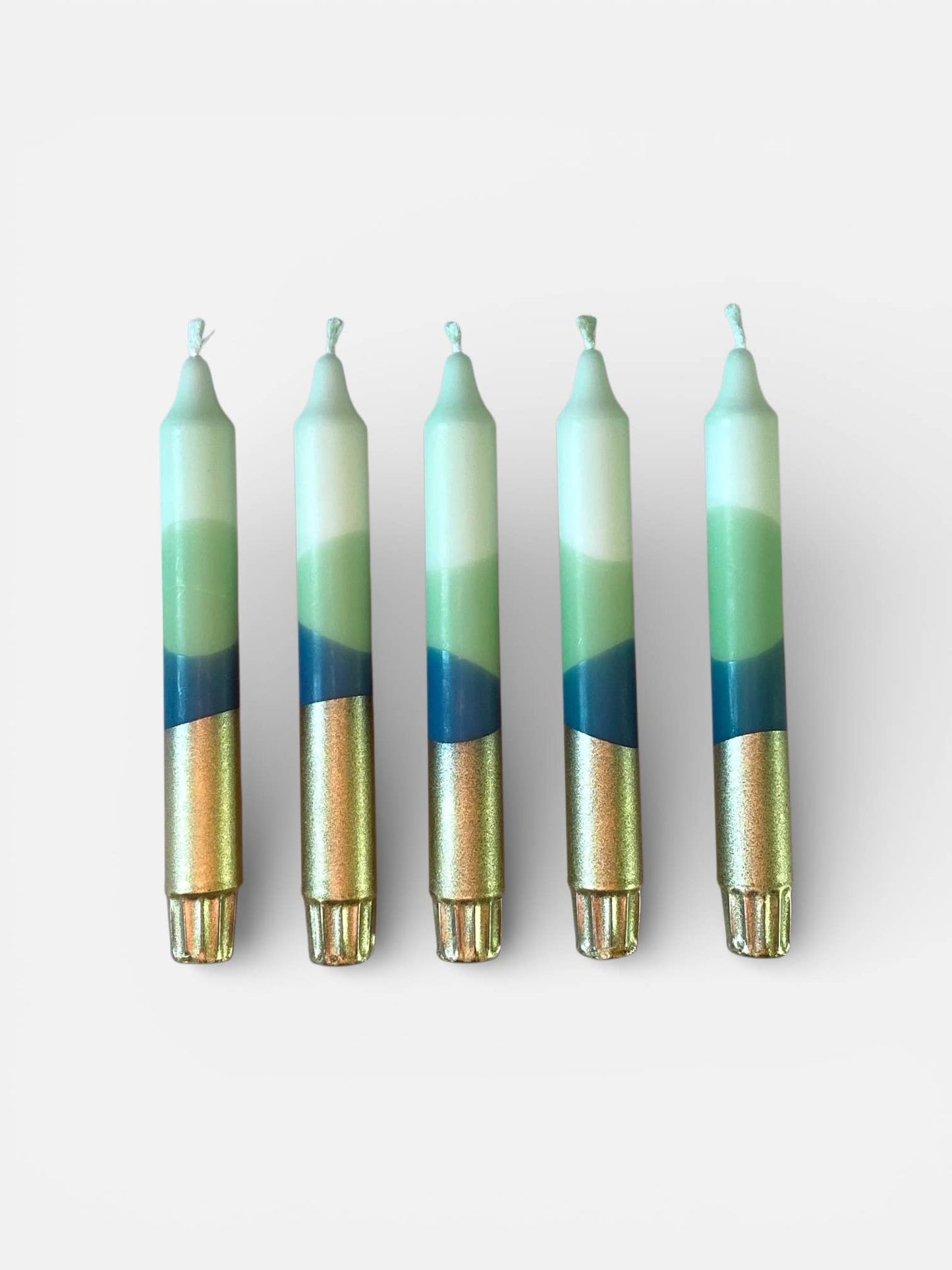 Hand Dipped 'Forest Gold' Green & Gold Dinner Candle