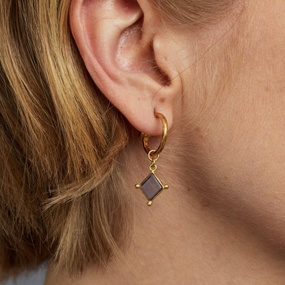 Iolite Diamond Charm Earrings