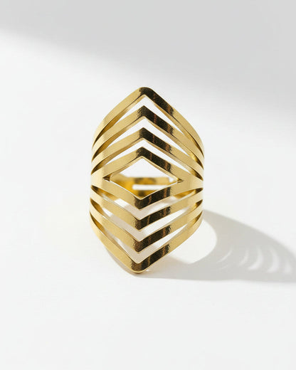 Geometric Hollow Ring - Gold