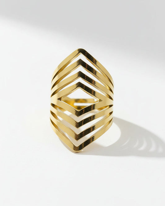 Geometric Hollow Ring - Gold