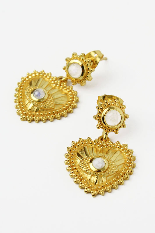 Crystal Quartz Heart Drop Earrings