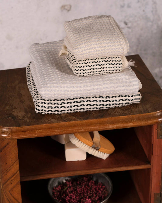 Black and Cream Turkish Hand Towel