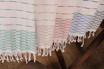 Peshtemal Hand Towel - Blue and Cream Stripe