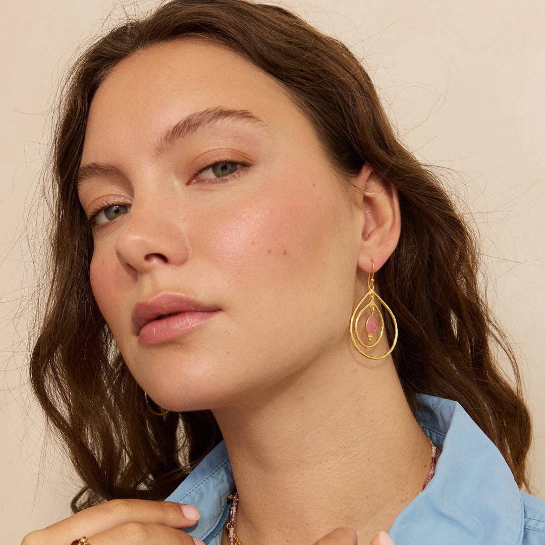 Double Hoop Earrings - Pink