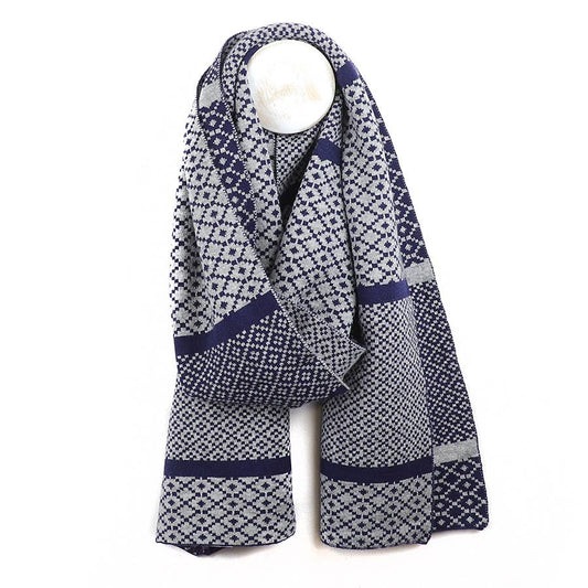 Navy Mix Scandi Knit Scarf for Men