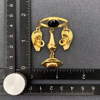 Eyes & Nose & Mouth Abstract Face Earrings