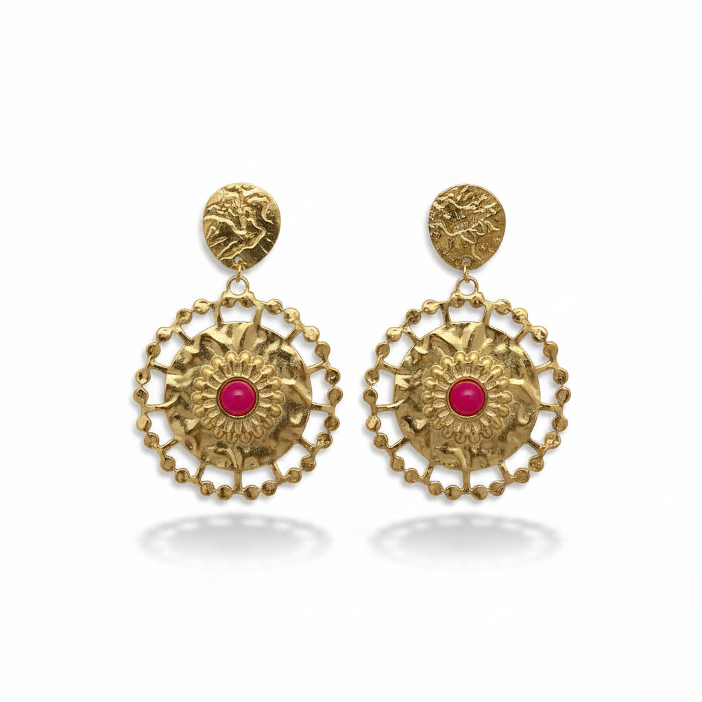 Hammer texture Sun Earrings