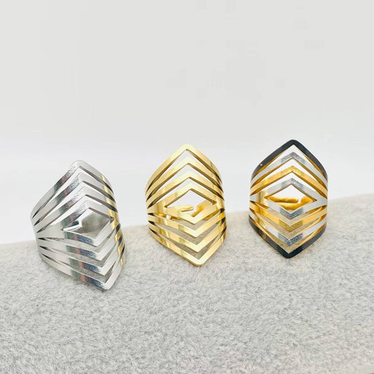 Geometric Hollow Ring - Gold
