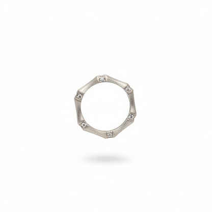 Matt Silver Rhinestone Inlaid Bamboo Ring