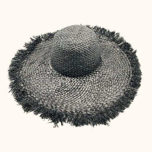 Frayed Wide Brim Hat - Black