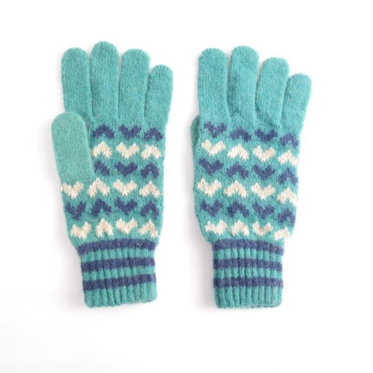 Hearts Gloves - Teal