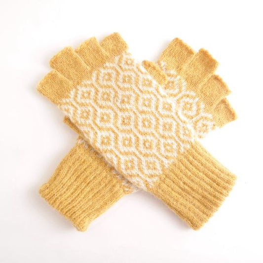 Honeycomb Fingerless Gloves - Yellow