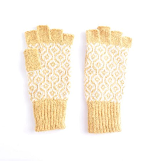 Honeycomb Fingerless Gloves - Yellow