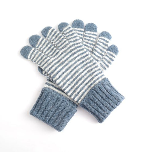 Striped Gloves - Denim