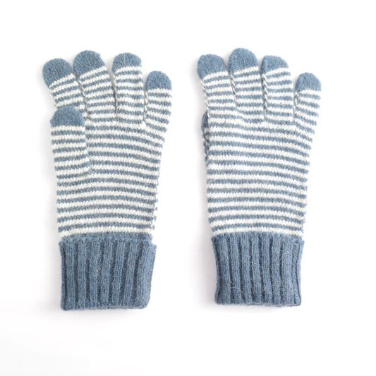 Striped Gloves - Denim