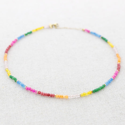 Delicate Bead Necklace/Bracelet - Rainbow