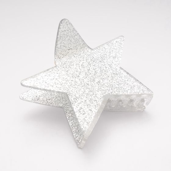 Star Hair Claw Clip - Silver Sparkle