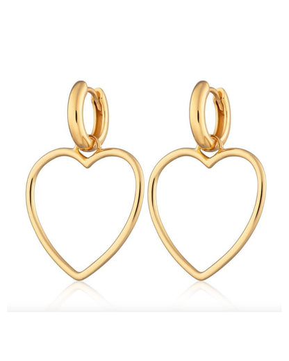 Boucles d'oreilles créoles en forme de cœur - Or 