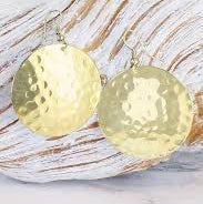 Gold Beaten Metal Disc Earrings