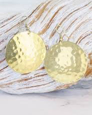 Gold Beaten Metal Disc Earrings