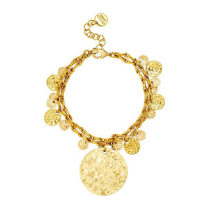 Double strand Large coin bracelet - Gold