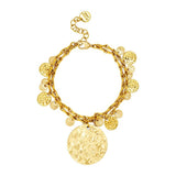 Double strand Large coin bracelet - Gold