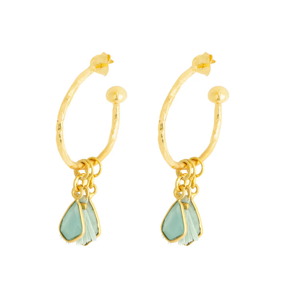 Aqua Small Charm Hoops