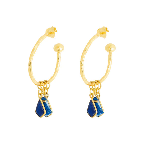 Navy Small Charm Hoops