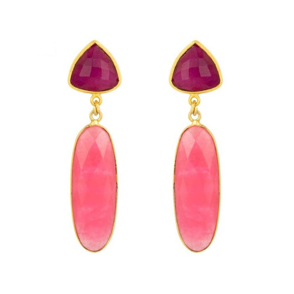 Long Pink and Red drop Earrings