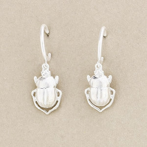 Beetle Hoop Earrings - Silver