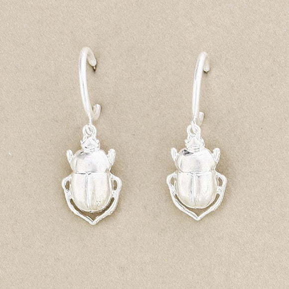 Beetle Hoop Earrings - Silver