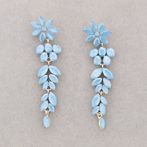 Blue Crystal drop flower earrings
