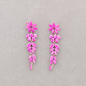 Pink Crystal drop flower earrings