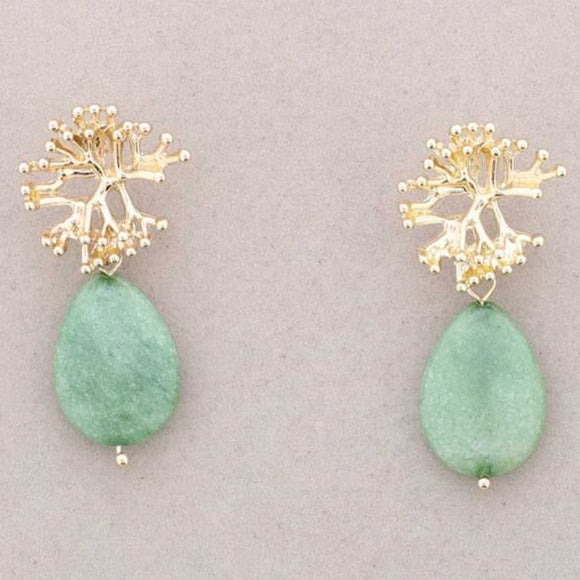 Green Coral Earrings