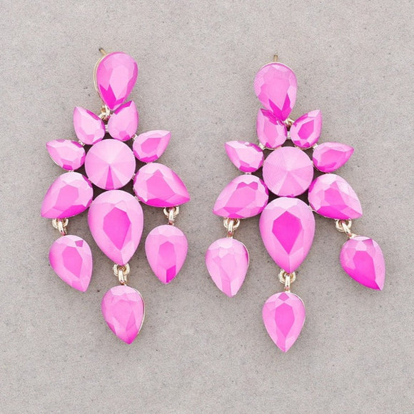 Pink Crystal flower earrings