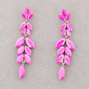 Pendientes largos de cristal fucsia