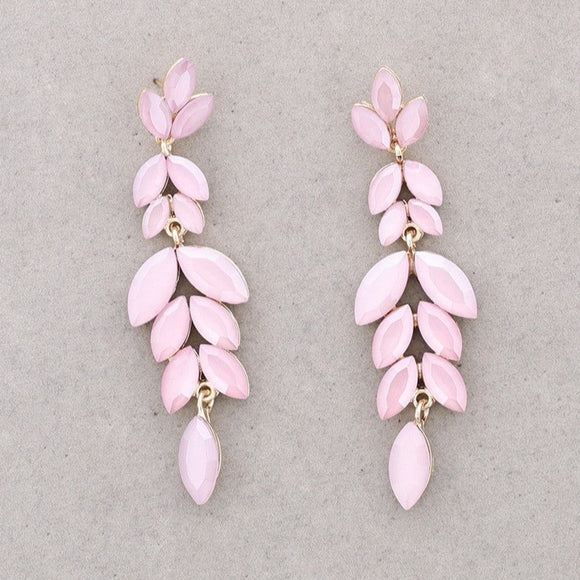 Long Pale Pink Crystal earrings