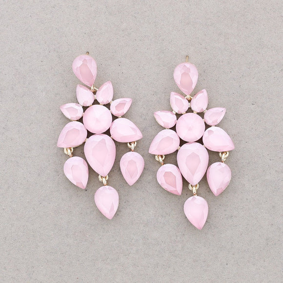 Boucles d'oreilles fleur en cristal rose