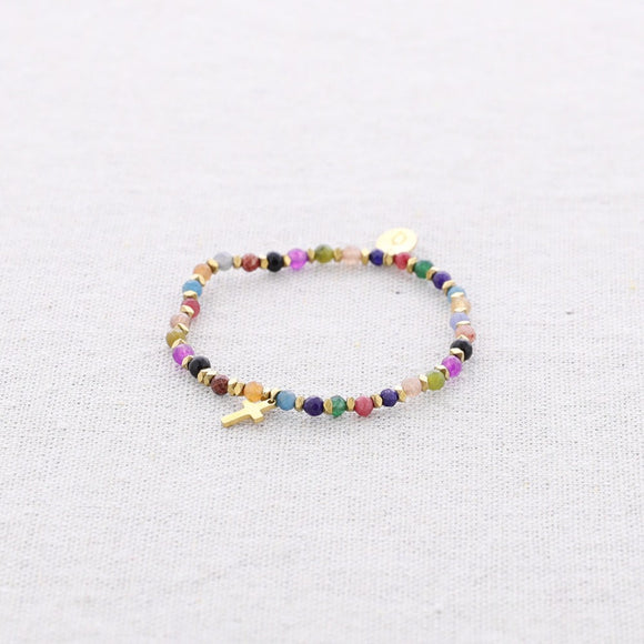 Faceted beaded bracelet - Multi colours