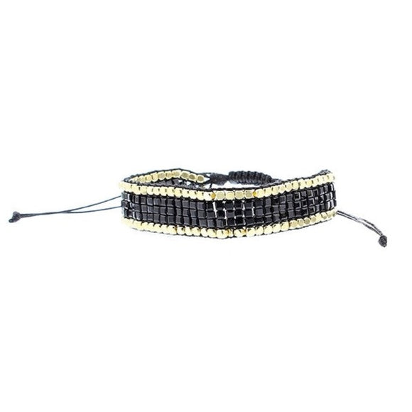 Bracelet de perles noires et dorées