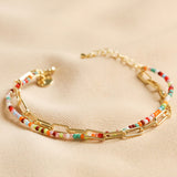 Double bracelet - rainbow bead