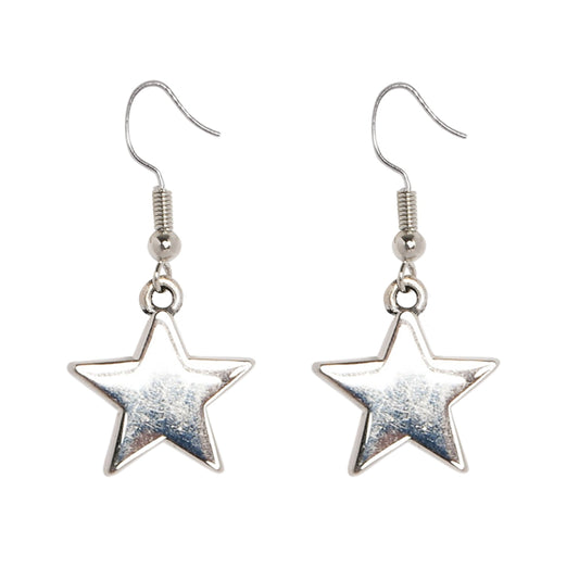 SILVER STAR DROPLET EARRINGS