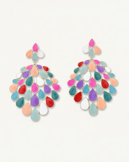 Boucles d'oreilles Triple Fleur - Fuchsia