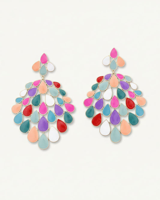 Boucles d'oreilles Triple Fleur - Fuchsia