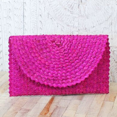 Pink Woven Clutch