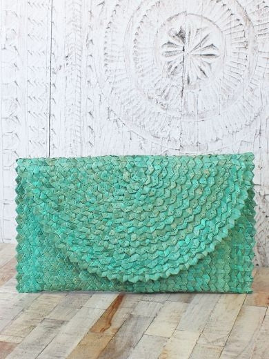 Turquoise Woven Clutch