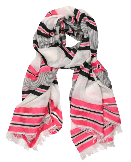 Black/Pink/Black Striped Scarf