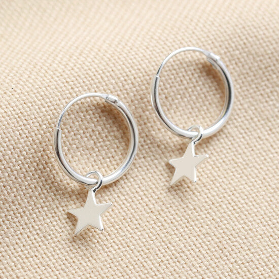 Small Silver Star Hoops