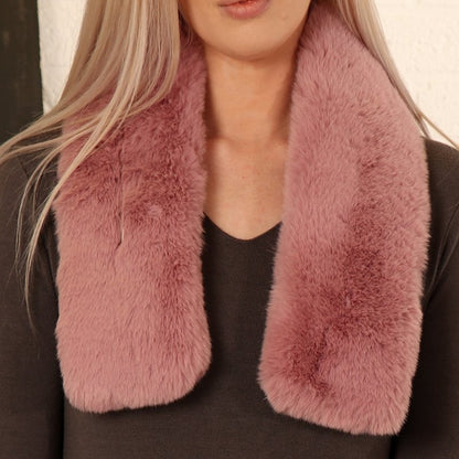 Écharpe courte en fausse fourrure - Rose poudré